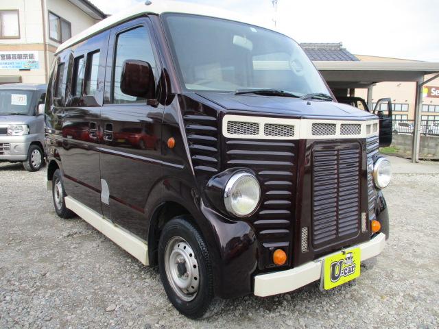 スクラム 欧州バス仕様 車検令和8年2月 走行98100キロ パープルベージュツートンカラー タイミングチェーン フルフラットシート 両側スライドドア ヘッドライトレベライザー FM AMラジオ ゴムマット(25枚目)