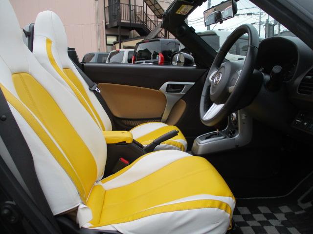 コペン ローブ　車検整備付　ワンオーナー　修復歴なし　電動オープン　ＥＴＣ　黄＆白革シートカバー　ＬＥＤライト　フォグ　スマートキー＆プッシュスタート　１６インチアルミ　ＭＴモード　横滑り防止　アイドリングストップ（6枚目）