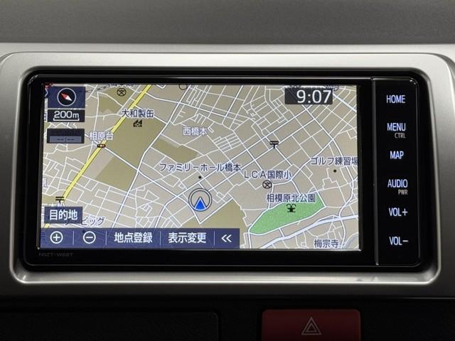 ハイエースバン ロングスーパーGL Wエアコン Bカメラ LEDライト パワーウインドウ 横滑防止 ドライブレコーダー フルセグテレビ DVD視聴可 キーレスエントリー メモリーナビ オートエアコン ETC パワーステ 記録簿有 ABS(5枚目)