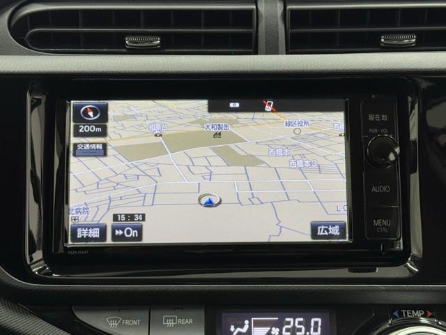 アクア S キーレスエントリ フルセグ地デジ ナビ&TV ワンオーナー車 オートエアコン デュアルエアバック ESC Bカメラ パワーウィンドウ AUX端子 ETC DVD再生可能 アルミホイール SRS ABS(5枚目)