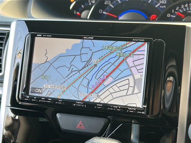 タント カスタムRS 社外7型ナビ 両側パワースライドドア ETC スタッドレス アイドリングストップ 後席サンシェード スペアキー 純正アルミ付きタイヤ4本車載 LEDヘッドライト フォグ(3枚目)