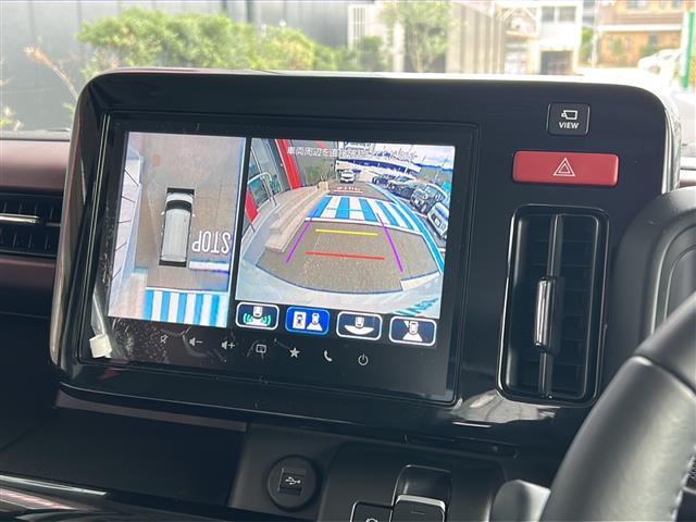 スペーシアカスタム ハイブリッドＸＳターボ　禁煙　４ＷＤ　ターボ　ＯＰ９型ナビ　全方位モニター　ＨＵＤ　レーダークルーズコントロール　ハーフレザー　シートヒーター　両側パワースライドドア　コーナーセンサー　サーキュレーター　電動パーキング（4枚目）