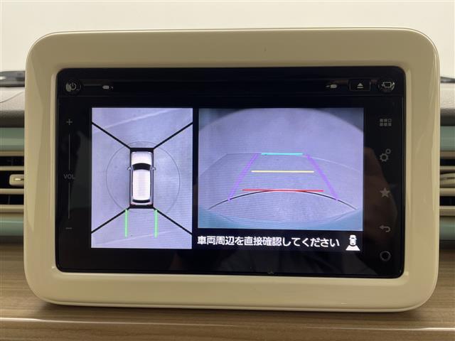 アルトラパン Ｘ　純正ナビ　フルセグＴＶ　アラウンドビューモニター　シートヒーター　衝突被害軽減ブレーキ　横滑り防止装置　アイドリングストップ　スマートキー　プッシュスタート　純正１４インチアルミホイール　ＬＥＤライト（4枚目）