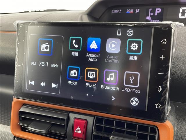 タント ファンクロス　純正９インチディスプライオーディオ　Ｂｌｕｅｔｏｏｔｈ　フルセグＴＶ　ＵＳＢ　Ａｐｐｌｅ　ＣａｒＰｌａｙ　両側パワースライドドア　衝突被害軽減ブレーキ　横滑り防止装置　コーナーセンサー　純正ＡＷ（3枚目）