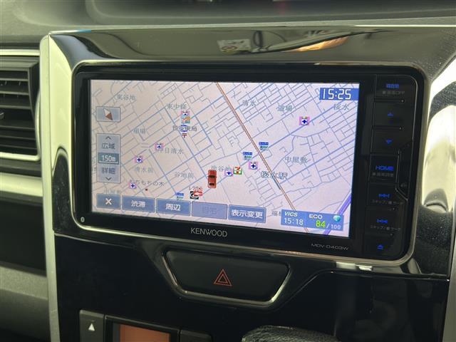 タント カスタムＲＳ　トップエディションＳＡＩＩ　禁煙車／ＳＤナビ／フルセグ／ＥＴＣ／両側電動スライドドア／衝突軽減装置／スマートキー／オートライト／オートエアコン／純正１５インチアルミホイール／シートカバー／電動格納ミラー／横滑り防止（3枚目）