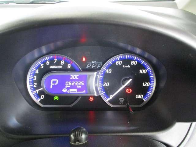 スピードメーターは、明るいカラーで文字も明るくくっきり見やすいデザインです。