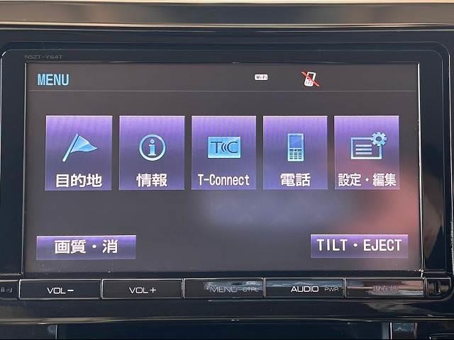 トヨタ純正９インチナビを装備。フルセグ、ブルートゥース接続も可能です。