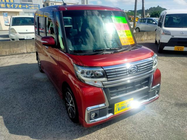 沖縄県の中古車ならタント カスタムＸ　ＳＡＩＩＩ　☆ナビ☆ブルートゥース☆フルセグＴＶ☆バックカメラ☆片側パワースライドドア☆ＬＥＤヘッドライト☆電動格納ミラー☆シートリフター☆ハーフレザーシート☆ステアリングリモコン☆オートライト☆