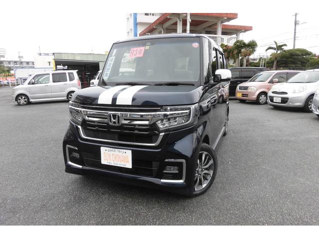 沖縄県の中古車ならＮ－ＢＯＸカスタム Ｌ　☆スッテッチ付きカスタム入荷☆☆純正エアロ・アルミ・ナビ・バックカメラ・フルセグＴＶ・プッシュスタート☆無事故車です☆