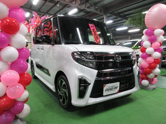 タント カスタムＲＳ　ターボ・ナビ・ハーフレザー・ＬＥＤ・ツインパワードアＶｒ・現行モデル実走１９，９９０ｋｍ