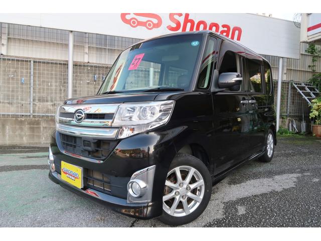 沖縄県中頭郡西原町の中古車ならタント カスタムＸ　トップエディションＳＡ　修復歴なし　ハーフレザーシート　社外ナビ　ＴＶ　バックカメラ　片側パワースライドドア　ＥＴＣ　ＬＥＤライト　ステアリングスイッチ　純正アルミホイール