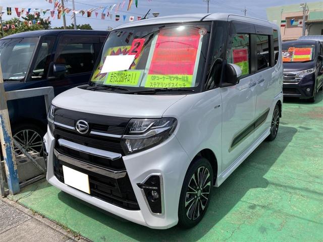 沖縄県沖縄市の中古車ならタント カスタムＲＳ　レーダーブレーキサポート　ステアリングスイッチ　コーナーセンサー　ハーフレザー　純正エアロ　アルミホイル　アイドリングストップ　ＥＴＣ