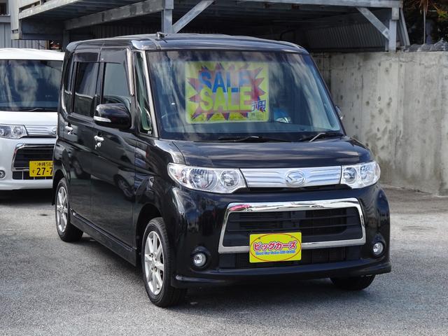 沖縄県沖縄市の中古車ならタント カスタムＸ　アイドリングストップ・パワースライドドア・インテリジェントキー・オートエアコン・電動格納ミラー・プライバシーガラス・１４インチアルミホイール・ウインカーミラー・ディスチャージライト・リアスポ・