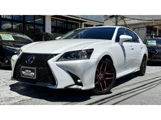 沖縄県の中古車ならＧＳ ＧＳ３００ｈ　Ｉパッケージ　後期ＦスポーツＬＯＯＫ　社外１９インチアルミ　革張エアーシート　パワートランク　３眼ヘッドライト　純正Ｂｌｕｅｔｏｏｔｈ内蔵ワイドナビ　クルコン　電動サンシェード　プレミアムサウンド１２スピーカー