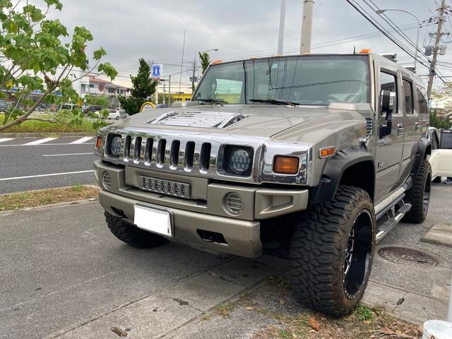 沖縄県沖縄市の中古車ならハマーＨ２ ラグジュアリーパッケージ　１ナンバー登録　社外ＬＥＤヘッドライト　キーレス　サンルーフ　本革シート　社外２２インチアルミ　ＥＴＣ　フォグ