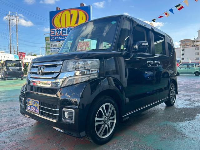 沖縄県の中古車ならＮ－ＢＯＸカスタム Ｇ　ＳＳパッケージ　９インチフローティングディスプレイ・フリップダウンモニター・バックモニター・ステアリングスイッチ・ＮＡＶＩ・ＴＶ・ＤＶＤ・Ｂｌｕｅｔｏｏｔｈ・両側パラースライド・室内サンシェード・バックテーブルＥＴＣ