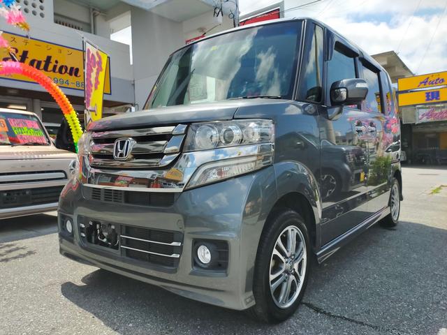 沖縄県の中古車ならＮ－ＢＯＸカスタム Ｇ・Ｌパッケージ　Ｇ・Ｌパッケージ　ナビ　ＴＶ　片側パワースライドドア　プッシュスタート　スマートキー