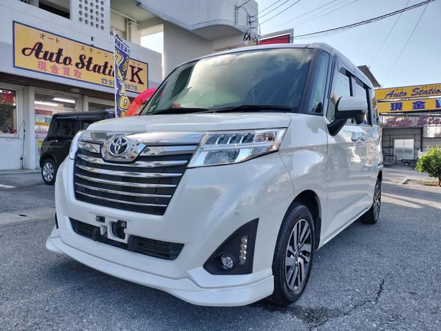 沖縄県の中古車ならルーミー カスタムＧ　バックカメラ・両側パワースライドドア・ＴＶ・ＡＭ・ＦＭ・キーレスエントリー・スマートキー・フルフラット・ウォークスルー・オートマチックハイビーム・ＬＥＤヘッドランプ・クリアランスソナー
