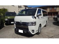 ハイエースバン スーパーGL ダークプライム ハーフレザーシート・アルパインナビ・フリップダウンモニター・リヤシートスライドキット・純正ミラー型バックガイドラインカメラ・プッシュスタート・スマートキー・LEDヘッドライト・リヤスライデングガラス 中古車画像