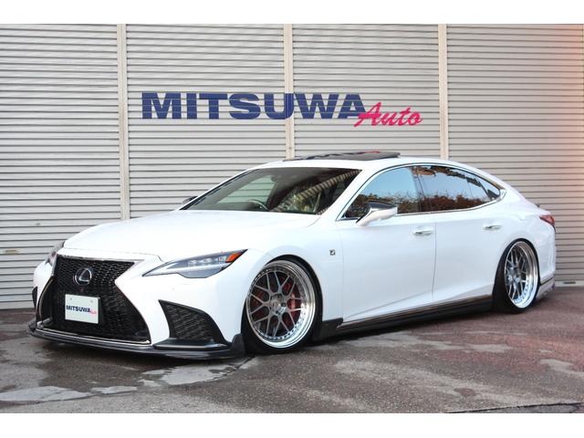 ＬＳ５００　Ｆスポーツ　ＳＲ・デジタルミラー・マクレビ・エイムゲイン純ＶＩＰ後期仕様フルカーボンエアロキット・エアサスコントローラー＆ＳＳキット・フィルム・レッドキャリパー・レオンハルトゲミュート２１ＡＷ・フィルム施工