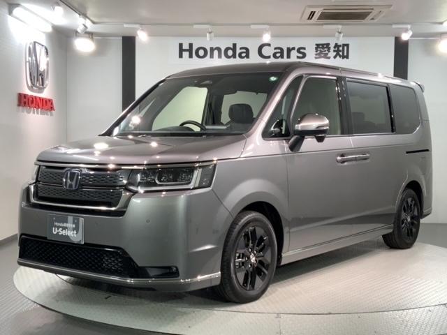 ｅ：ＨＥＶスパーダ　ＨｏｎｄａＳＥＮＳＩＮＧ新車保証試乗禁煙車　アクティブクルーズコントロール　サイドエアバッグ　横滑防止装置　両側電動パワースライドドア　３列シート　パワーウィンドウ　シ－トヒ－タ－　Ｗエアコン　ＡＢＳ