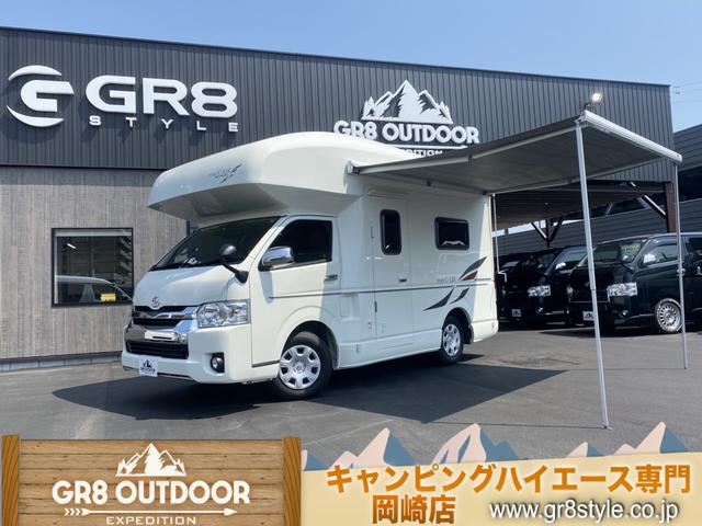 ハイエースワゴン トヨタ ｇｌ ｒｖイラスト ｔｒ５００ ｃ ｌｈ キャンピングカー ベッドキット シンク 冷蔵庫 電子レンジ 家庭用エアコン ｆｆヒーター ツインサブバッテリー 外部電源入力 １５００ｗインバーター サイドオーニング リアモニター 愛知県