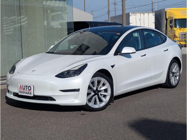モデル３(テスラ) ロングレンジ　ＡＷＤ　デュアルモーター　ワンオーナー車　２０２１年モデル　パノラマガラスルーフ　ヨークステアリング　Aftermarketデジタルインナーミラー　ＢＯＸＩＶ無線充電ホルダー　ユピテルレーダー　オートパイロット 中古車画像