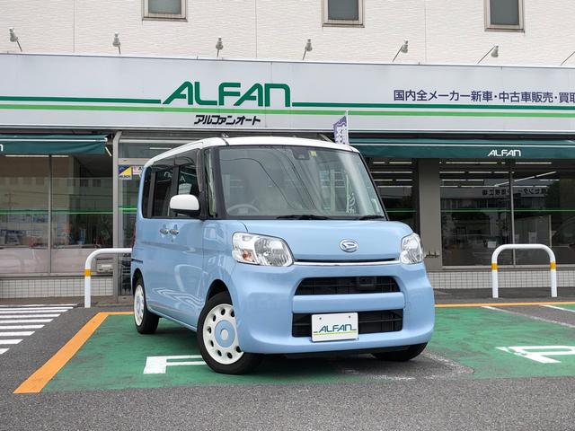 ダイハツ タント Ｘ　ホワイトアクセントＳＡＩＩ　衝突被害軽減システム　走行６６０００ｋｍ　車検整備付き　純正ＳＤナビ　地デジＴＶ　左側パワースライドドア　ＥＴＣ　アイドリングストップ