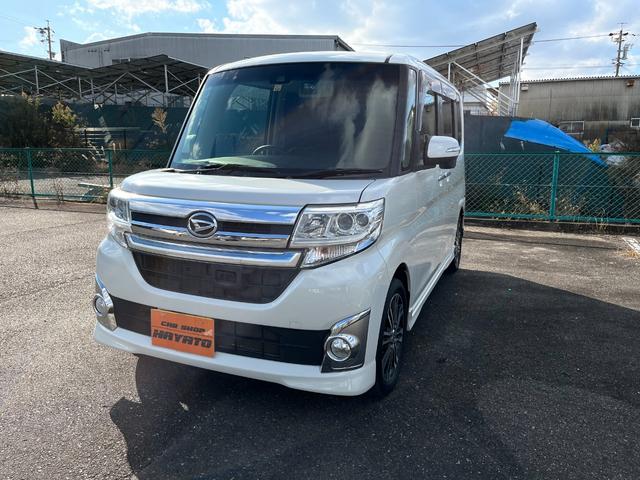 沖縄県うるま市の中古車ならタント カスタムＲＳ　トップエディションＳＡ２　ナビ　フルセグＴＶ　ＤＶＤ　ＥＴＣ　Ｂカメラ　ドライブレコーダー　ハーフレザーシート　アルミ　両側パーワースライド　レーダーブレーキ　プッシュスタート　アイドリングストップ