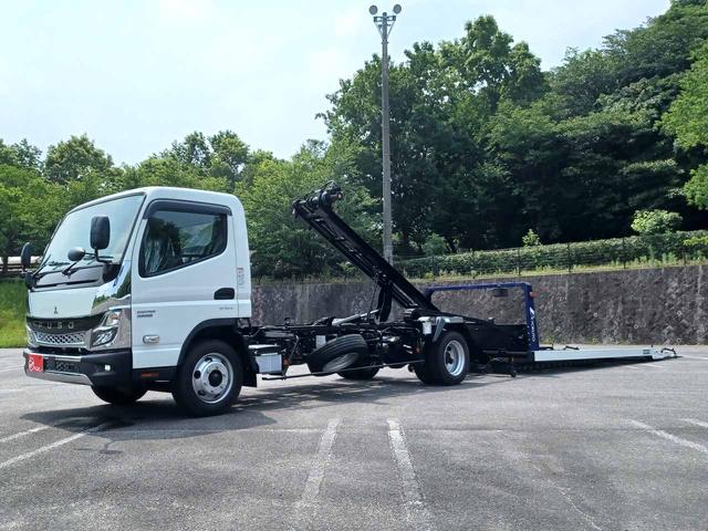 キャンター ワイドキャブロング高床カスタム　積載車　カスタム　極東フラトップＺｅｒｏ　ＪＮ０２－４５　油圧式オートテール　ウィンチ　ラジコン　タイヤ固縛　２９５０ｋｇ積み　５ＭＴ　衝突軽減ブレーキ　ＥＳＰ　ＬＤＷＳ　Ｂｌｕｅｔｏｏｔｈ　禁煙（1枚目）