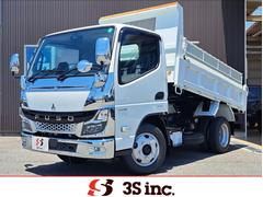 キャンター 全低床強化ダンプ 新型!リアビューカメラ 全低床ダンプ 4ナンバー3t強化ダンプ 純正メッキパーツ 中外可動式コボレーン 中間ピン装備 オーバーヘッドシェルフ(運転席側 助手席側) 中古車画像