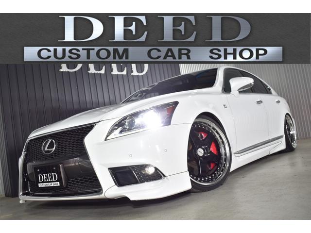 ＬＳ４６０　Ｆスポーツ　後期型　黒革エアーシート　サンルーフ　ＴＲＤエアロ　ＴＲＤ４本出しマフラー　トランクスポイラー　エアサスコントローラー　ＡＭＥ２０インチ　新品タイヤ　ＬＥＤフォグ　ＨＤＤナビ　地デジ　ＤＶＤ再生