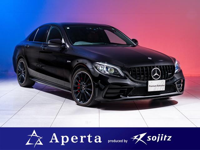 Ｃ４３　４マチック　パナメリカーナグリル　赤革インテリア　ブラックペイント純正ＡＭＧ１９インチアルミ　サンルーフ　ブルメスターオーディオ　３６０度カメラ　ヘッドアップディスプレイ　アダプティブクルーズコントロール　保証付