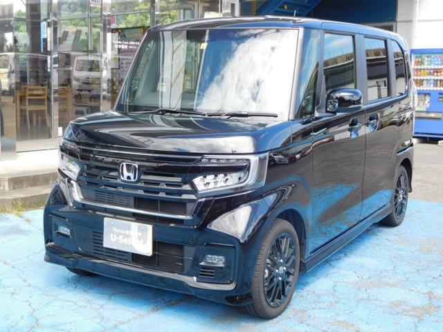 ホンダ Ｎ－ＢＯＸカスタム Ｌターボ　ＳＥＮＳＩＮＧ　ナビ／ＢＴ／Ｒカメラ　両側電動ドア　★人気のスタイル＋ブラック　★安心の新車保証付　ワンオーナー　☆ＳＥＮＳＩＮＧ☆　ターボエンジン　ナビ／ブルートゥース／Ｒカメラ　両側電動ドア　パドルシフト　ＥＴＣ