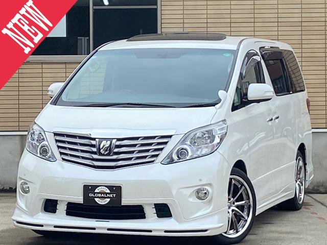 ３５０ＳＣパッケージ　サンルーフ　黒革調シート　ケンスタイル　フルエアロ　Ｗｅｄｓ１９インチＡＷ　マフラーカッター　トヨタ純正ナビ／後席モニター　バック／サイドカメラ　フルセグＴＶ　ＣＤ／ＤＶＤ　走行中視聴可　ＢＴ音楽　ＥＴＣ　両側パワスラ　パワーバックドア