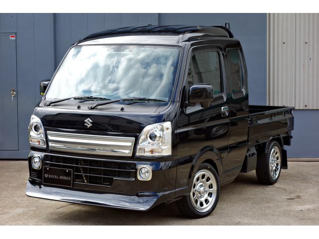 スーパーキャリイ Ｘ　届出済み未使用車　４ＷＤ　５ＭＴ　カスタム車輛　エスペリアローダウンキット　デイトナ１４インチメッキホイール　ＲＥＩＺテール　はろーすぺしゃるフロントスポイラー　マッドフラップ　イクリプスナビ（1枚目）