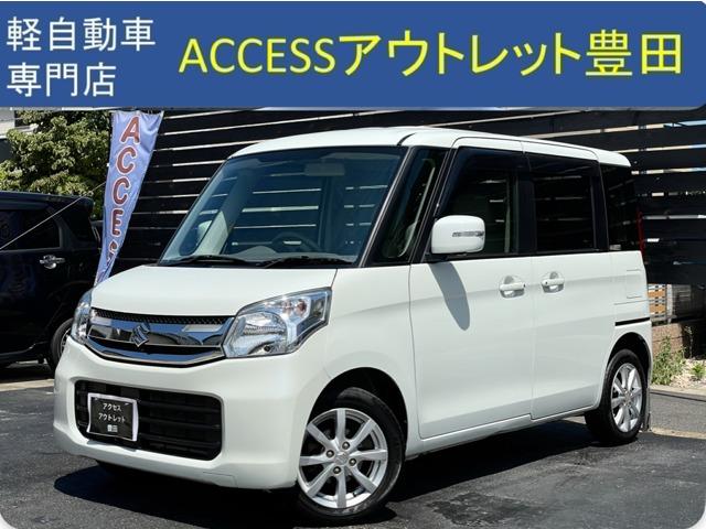 スペーシア Ｔ　全周囲カメラ　両側スライド・片側電動　ナビ　ＴＶ　オートクルーズコントロール　スマートキー　アイドリングストップ　シートヒーター　ベンチシート　ＣＶＴ　盗難防止システム　ＡＢＳ　ＣＤ　ＵＳＢ（1枚目）