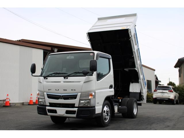 三菱ふそう キャンター ダンプ　３ｔ　全低床　☆１０尺☆新明和ＤＲ２−０１１０ＳＹ☆開閉シート☆中間ピン☆レーンアシスト☆キーレス☆ＥＴＣ☆車両総重量６０３５ｋｇ☆荷台内寸３０７６ｘ１６０４ｘ３７３