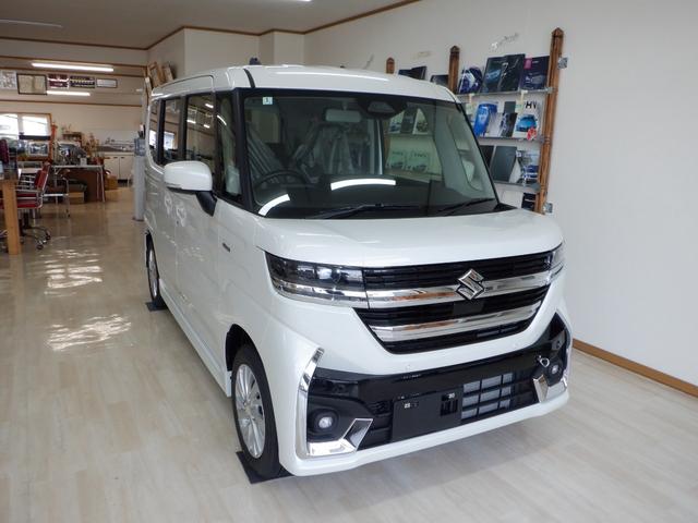 ハイブリッドＧＳ　４ＷＤ　室内展示車　左電動スライドドア　スズキセーフティーサポート　フルＬＥＤヘッドランプ　電動パーキング　ブレーキホールド　マルチインホメーションディスプレイ　ＬＥＤウィンカーミラー