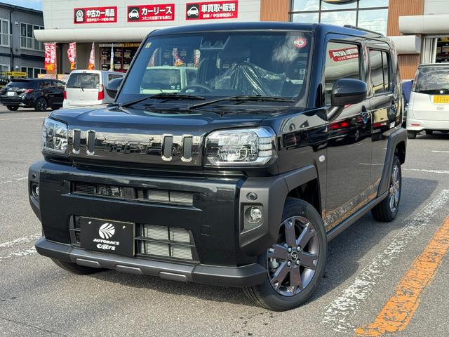 タフト Ｇターボ　ダーククロムベンチャー　届出済み未使用車　特別仕様車　ターボ　スマートアシスト　純正フルセグＴＶナビ　バックカメラ　左右シートヒータ　追従式クルコン　ステリモ　本革巻ハンドル・シフトノブ　ＬＥＤヘッド＆フォグ　電子パーキング