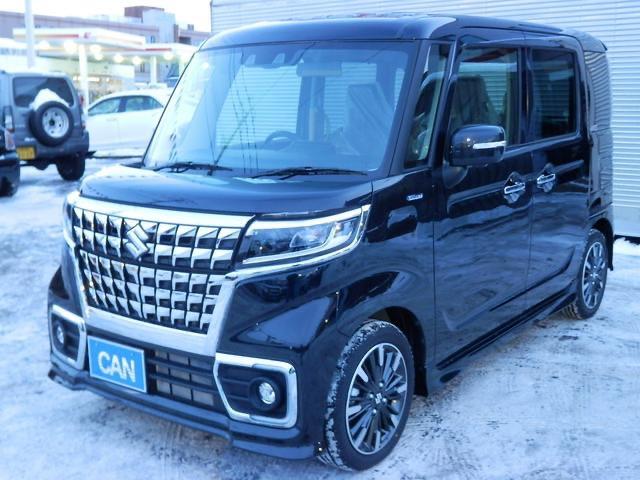 スズキ スペーシアカスタム ハイブリッドＸＳターボ　４ＷＤ　バックカメラ　両側電動スライドドア　クリアランスソナー　オートクルーズコントロール　レーンアシスト　衝突被害軽減システム　ＬＥＤヘッドランプ　スマートキー　アイドリングストップ　電動格納ミラー