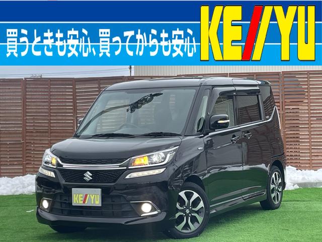 スズキ ソリオバンディット ハイブリッドＭＶ　４ＷＤ　両側電動スライドドア　純正エンジンスターター付　社外８インチナビ　衝突被害軽減装置　フルセグＴＶ　ＤＶＤ　Ｂｌｕｅｔｏｏｔｈ　クルーズコントロール　シートヒーター　ＬＥＤヘッドライト　禁煙車