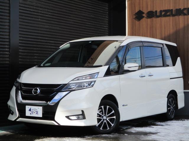 日産 セレナハイウェイスター エマージェンシーブレーキ ワンオーナー フリップダウンモニター 両側パワースライドドア ナビ ｔｖ バックカメラ エンジンスターター ｅｔｃ 夏冬タイヤの中古車 車体価格198万円 17 平成29 年式 走行9 3万キロ 車体色パールホワイト