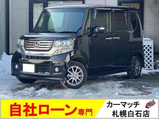 Ｎ－ＢＯＸカスタム Ｇ・Ｌパッケージ　４ＷＤ　ＥＴＣ　両側スライド・片側電動　ナビ　ＴＶ　オートライト　スマートキー　アイドリングストップ　ベンチシート　ＣＶＴ　盗難防止システム　ＡＢＳ　ＥＳＣ　ＣＤ　ＵＳＢ　アルミホイール　エアコン（1枚目）