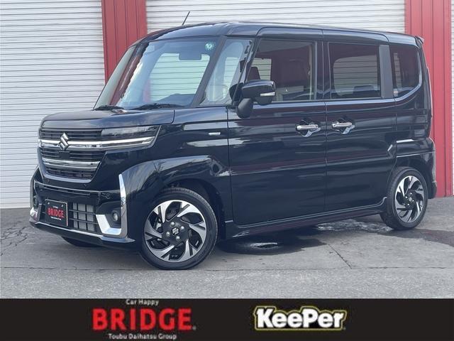 ハイブリッドＸＳターボ　届出済未使用車／ターボ／４ＷＤ／両側パワースライドドア／純正スズキコネクト対応メモリーナビ／フルセグＴＶ／全方位カメラ／シートヒーター／ステアリングヒーター／オットマンリアシート／スマートキー