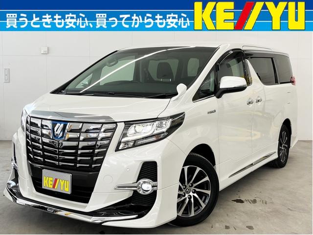 トヨタ アルファードハイブリッド ＳＲ　４ＷＤ　７人乗　モデリスタフルエアロ　純正９インチＳＤナビ　後席フリップダウンモニター　フルセグＴＶ　Ｂｌｕｅｔｏｏｔｈ　フロント＆バックカメラ　ＥＴＣ　両側電動スライドドア　電動ハーフレザーシート