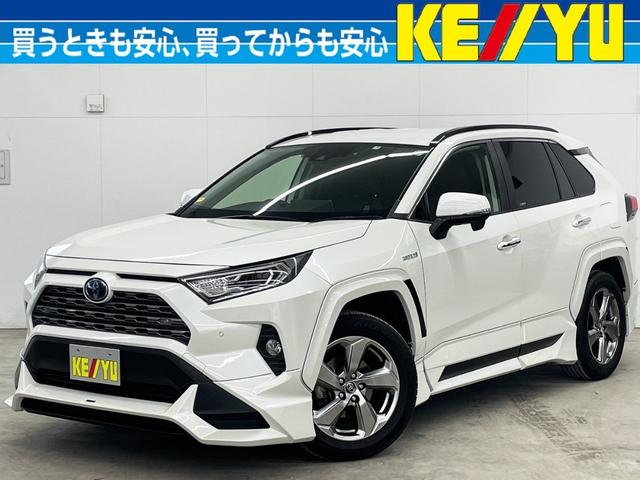 トヨタ ＲＡＶ４ ハイブリッドＧ　４ＷＤ　ＴＲＤフルエアロ　電動レザーシート　純正９インチナビ　フルセグＴＶ　ＤＶＤ　Ｂｌｕｅｔｏｏｔｈ　バックカメラ　レーダークルーズコントロール　電動リアハッチ　コーナーセンサー　シートヒーター