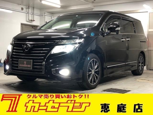 日産 エルグランド ２５０ハイウェイスター　夏冬タイヤ付　社外ナビ　バックカメラ　フルセグＴＶ　Ｂｌｕｅｔｏｏｔｈ　ビルトインＥＴＣ　両側パワースライドドア　電動リアゲート　ハーフレザーシート　純正エンスタ　クルーズコントロール　ＬＥＤライト