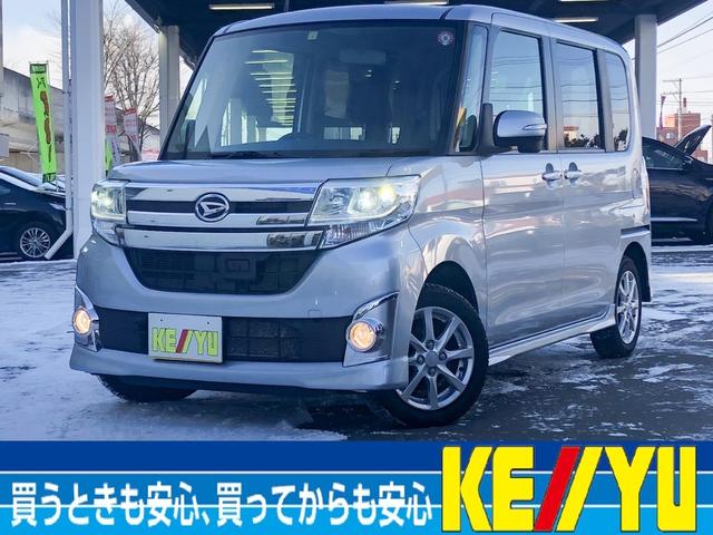 ダイハツ タント カスタムＸ　ＳＡ　４ＷＤ　エンジンスターター　スタッドレス装着　電動スライドドア　オートＬＥＤヘッドライト　衝突被害軽減スマートアシスト　純正ＣＤオーディオ　ＡＵＸ　スマートキー　横滑防止　アイドリングストップ　禁煙車