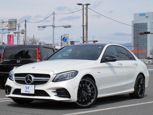 メルセデスＡＭＧ Ｃクラス Ｃ４３　４マチック　エクスクルーシブ／レーダーセーフティＰＫＧ　パノラミックＳＲ　Ｂｕｒｍｅｓｔｅｒ　エアバランス　ＨＵＤ　ＡＣＣ　黒革　シートヒーター　純正ナビ　ＴＶ　ＬＫＡ　ＢＳＭ　マルチビームＬＥＤ　フットトランク